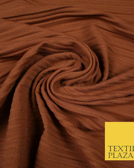 Textured Pleated Crushed Crinkle Textured Ribbed Stretch Jersey Fabric 5 COLOURS
