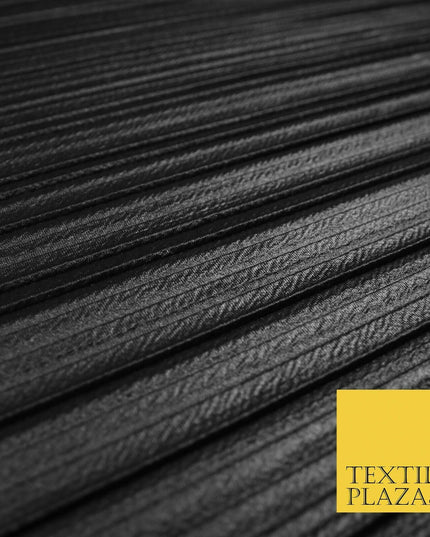 BLACK Mix Variety of Pleated Crinkle Striped Plisse Dress Fabrics 58" 13 DESIGNS