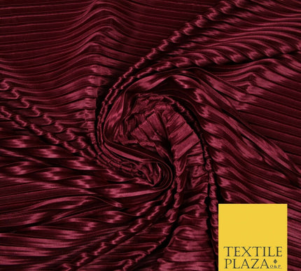 1cm Wide Pleated Crushed Crinkle Stretch Silky Plisse Satin Fabric Dress 58"