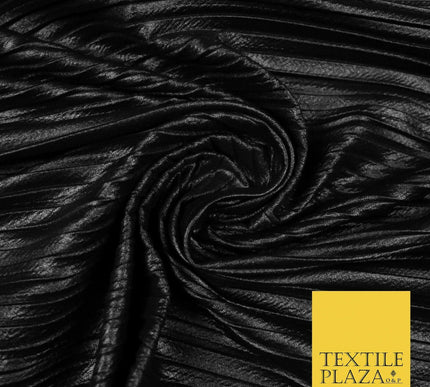 BLACK Mix Variety of Pleated Crinkle Striped Plisse Dress Fabrics 58" 13 DESIGNS