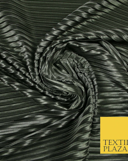 1cm Wide Pleated Crushed Crinkle Stretch Silky Plisse Satin Fabric Dress 58"