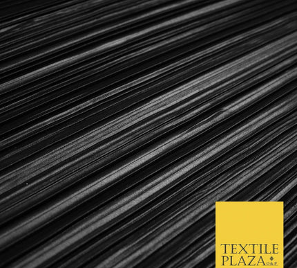 BLACK Mix Variety of Pleated Crinkle Striped Plisse Dress Fabrics 58" 13 DESIGNS