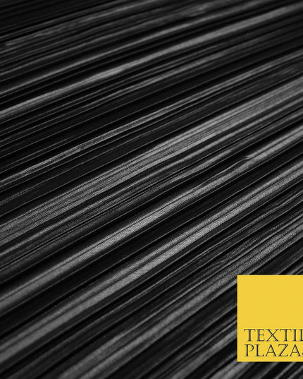 BLACK Mix Variety of Pleated Crinkle Striped Plisse Dress Fabrics 58" 13 DESIGNS