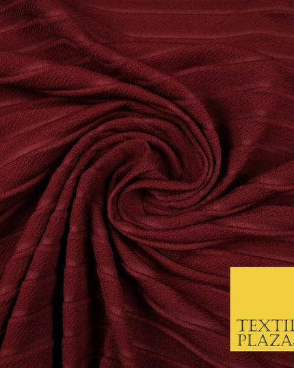 Textured Pleated Crushed Crinkle Textured Ribbed Stretch Jersey Fabric 5 COLOURS