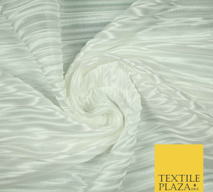 1cm Wide Pleated Crushed Crinkle Stretch Silky Plisse Satin Fabric Dress 58"