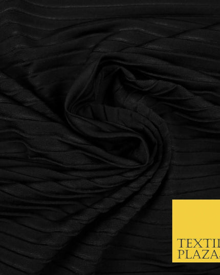 BLACK Mix Variety of Pleated Crinkle Striped Plisse Dress Fabrics 58" 13 DESIGNS