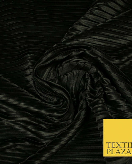 1cm Wide Pleated Crushed Crinkle Stretch Silky Plisse Satin Fabric Dress 58"