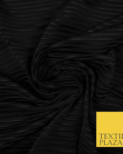 BLACK Mix Variety of Pleated Crinkle Striped Plisse Dress Fabrics 58" 13 DESIGNS