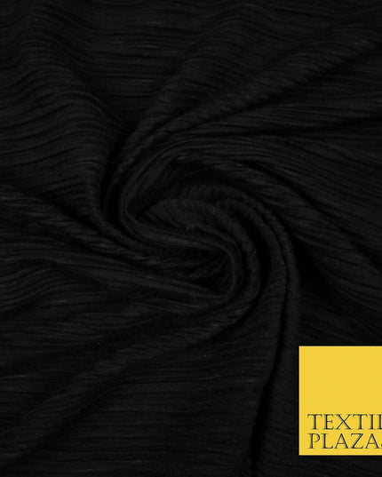 BLACK Mix Variety of Pleated Crinkle Striped Plisse Dress Fabrics 58" 13 DESIGNS