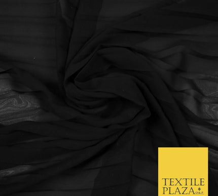 BLACK Mix Variety of Pleated Crinkle Striped Plisse Dress Fabrics 58" 13 DESIGNS