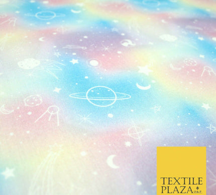 Space Planets Moon Stars Pastel Shaded Digital Print 100% Cotton Fabric 58" 5418