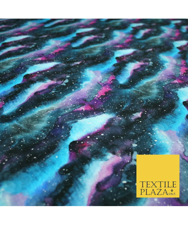 Space Watercolour Galaxy Nebula Digital Print 100% Cotton Fabric 58" 5410