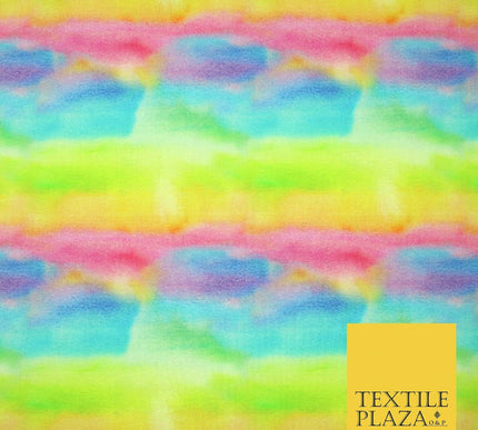 Multicolour Artsy Watercolour Rainbow Digital Print 100% Cotton Fabric 58" 5414