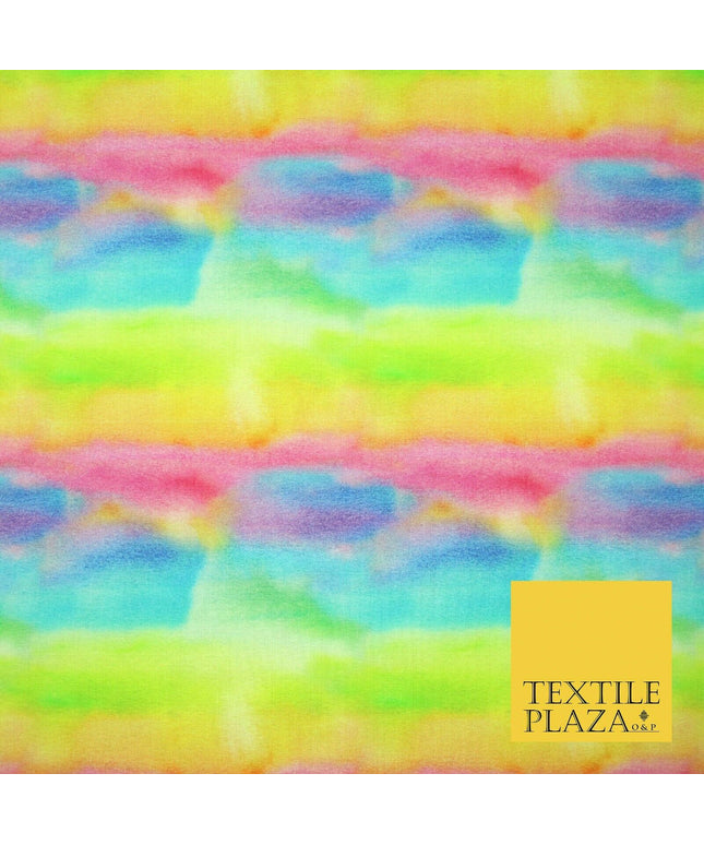 Multicolour Artsy Watercolour Rainbow Digital Print 100% Cotton Fabric 58" 5414