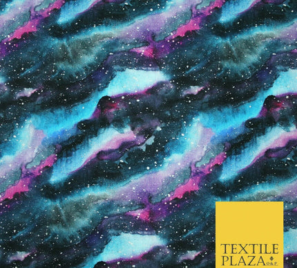 Space Watercolour Galaxy Nebula Digital Print 100% Cotton Fabric 58" 5410