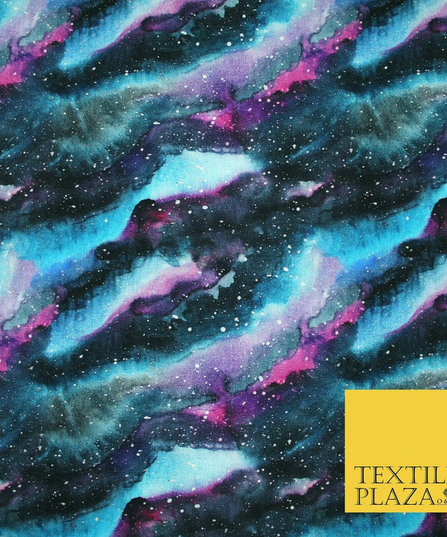 Space Watercolour Galaxy Nebula Digital Print 100% Cotton Fabric 58" 5410