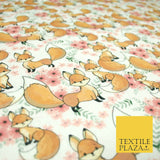 Floral Cute Baby Foxes Animal Digital Print 100% Cotton Fabric Sewing 58" 5417