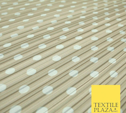 1cm White Spotted Printed Pleated Plisse Satin Stretch Fabric 58" 4 COLOURS