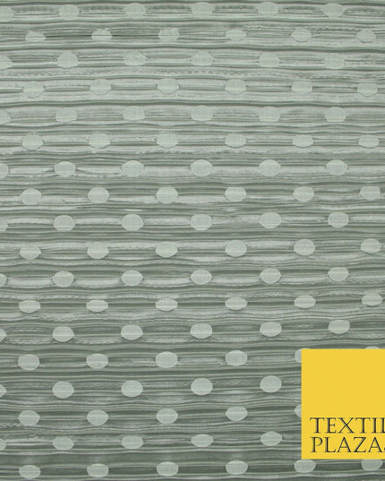 1cm White Spotted Printed Pleated Plisse Satin Stretch Fabric 58" 4 COLOURS