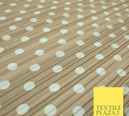 1cm White Spotted Printed Pleated Plisse Satin Stretch Fabric 58" 4 COLOURS