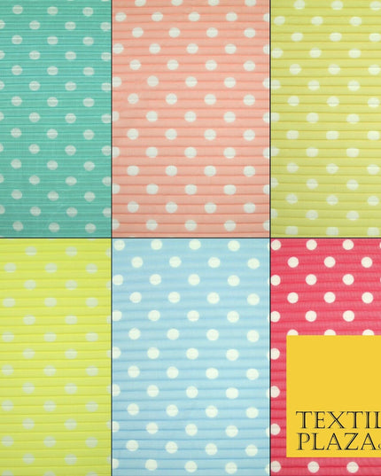 6 COLOURS 1cm White Spotted Printed Pleated Plisse Georgette Stretch Fabric 58"