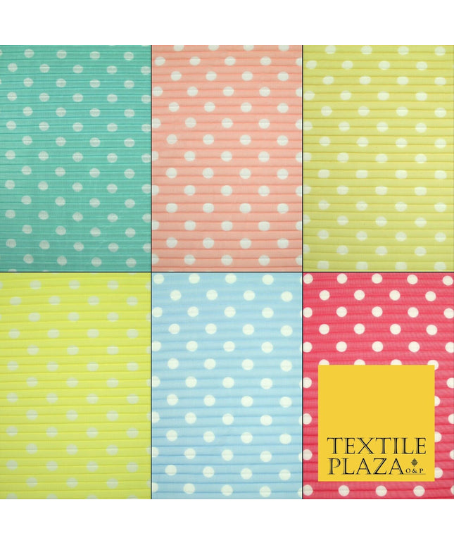 6 COLOURS 1cm White Spotted Printed Pleated Plisse Georgette Stretch Fabric 58"
