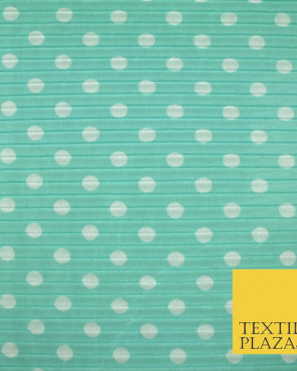 6 COLOURS 1cm White Spotted Printed Pleated Plisse Georgette Stretch Fabric 58"