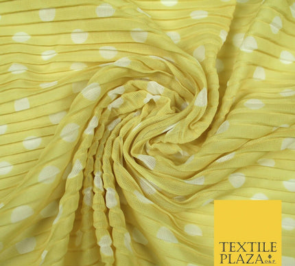 6 COLOURS 1cm White Spotted Printed Pleated Plisse Georgette Stretch Fabric 58"