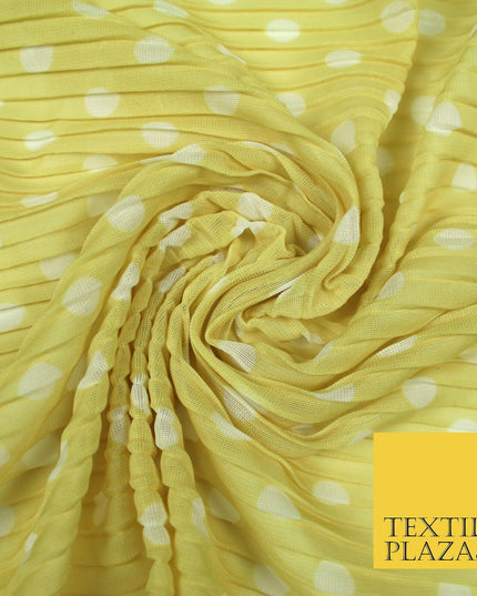 6 COLOURS 1cm White Spotted Printed Pleated Plisse Georgette Stretch Fabric 58"