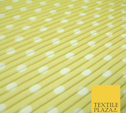 6 COLOURS 1cm White Spotted Printed Pleated Plisse Georgette Stretch Fabric 58"