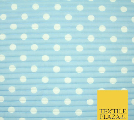 6 COLOURS 1cm White Spotted Printed Pleated Plisse Georgette Stretch Fabric 58"