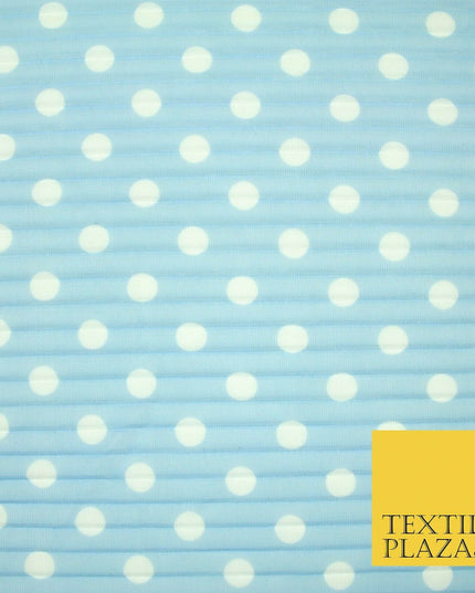 6 COLOURS 1cm White Spotted Printed Pleated Plisse Georgette Stretch Fabric 58"
