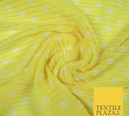 6 COLOURS 1cm White Spotted Printed Pleated Plisse Georgette Stretch Fabric 58"