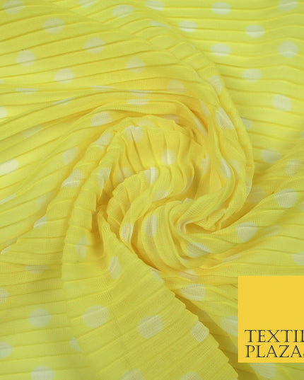 6 COLOURS 1cm White Spotted Printed Pleated Plisse Georgette Stretch Fabric 58"