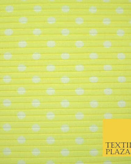 6 COLOURS 1cm White Spotted Printed Pleated Plisse Georgette Stretch Fabric 58"