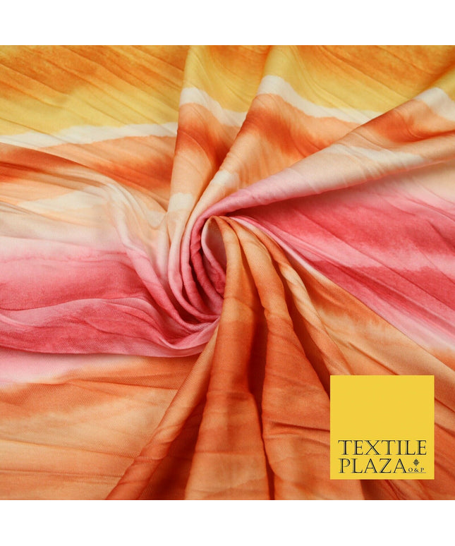 Multicolour Creased Watercolour Shaded Striped Printed Jersey Fabric 5452