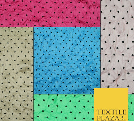 5 COLOURS Crushed Creased 4mm Spotted Polka Dot Polyester Stretch Jersey Fabric