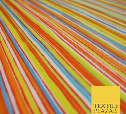 Bright Multicolour Colourful Striped Lines Textured Pleated Plisse Fabric 5451