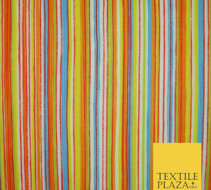 Bright Multicolour Colourful Striped Lines Textured Pleated Plisse Fabric 5451