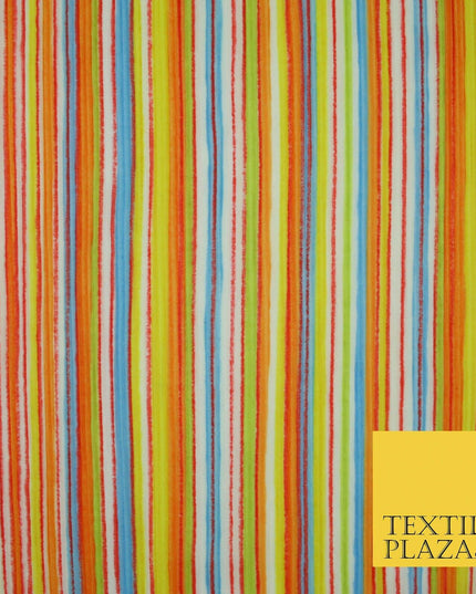 Bright Multicolour Colourful Striped Lines Textured Pleated Plisse Fabric 5451