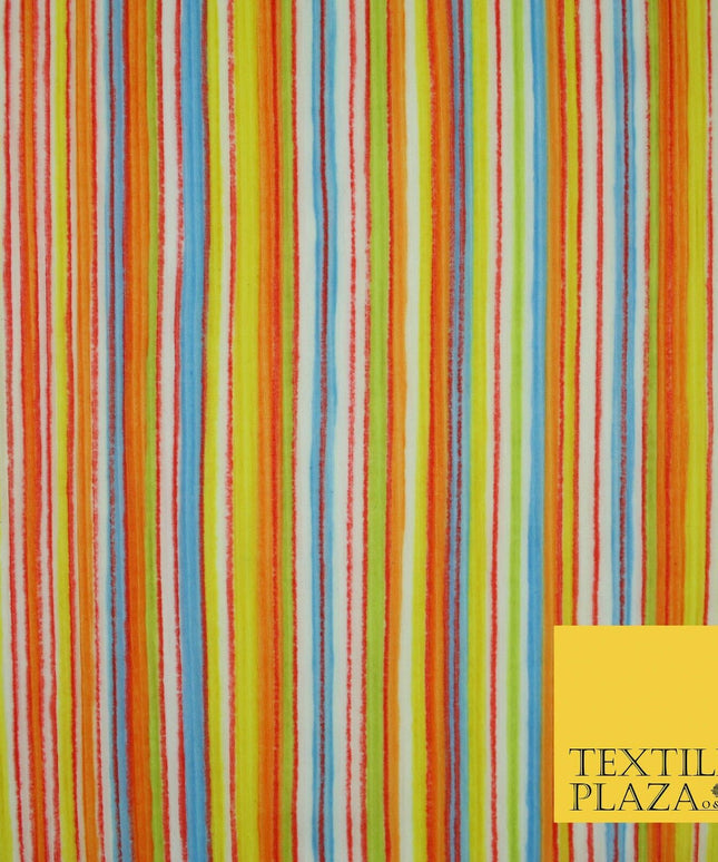 Bright Multicolour Colourful Striped Lines Textured Pleated Plisse Fabric 5451