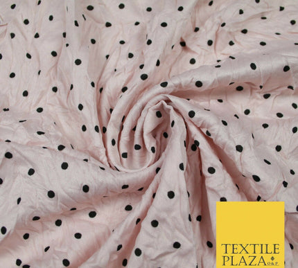 5 COLOURS Crushed Creased 4mm Spotted Polka Dot Polyester Stretch Jersey Fabric