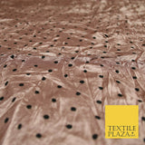 9 COLOURS - Crushed Creased 4mm Spotted Polka Dot Polyester Stretch Satin Fabric