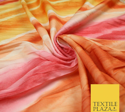 Multicolour Creased Watercolour Shaded Striped Printed Jersey Fabric 5452