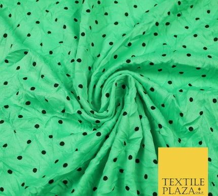 5 COLOURS Crushed Creased 4mm Spotted Polka Dot Polyester Stretch Jersey Fabric