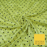 9 COLOURS - Crushed Creased 4mm Spotted Polka Dot Polyester Stretch Satin Fabric