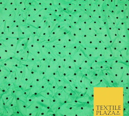 5 COLOURS Crushed Creased 4mm Spotted Polka Dot Polyester Stretch Jersey Fabric