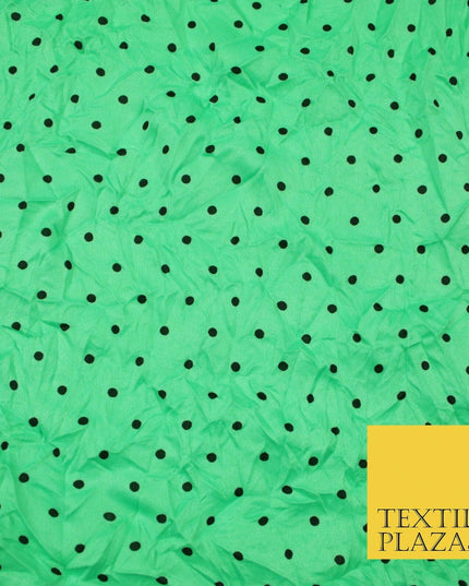 5 COLOURS Crushed Creased 4mm Spotted Polka Dot Polyester Stretch Jersey Fabric