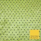 9 COLOURS - Crushed Creased 4mm Spotted Polka Dot Polyester Stretch Satin Fabric