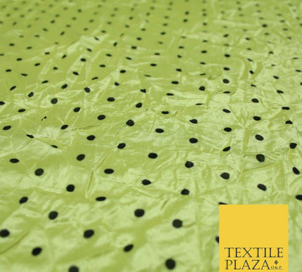 9 COLOURS - Crushed Creased 4mm Spotted Polka Dot Polyester Stretch Satin Fabric